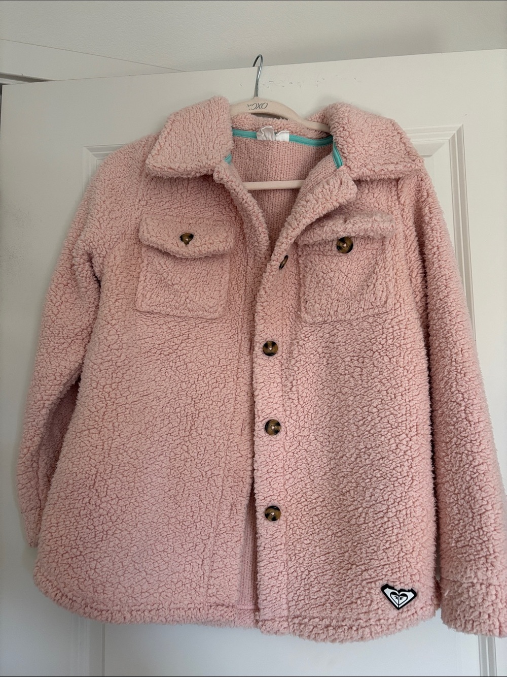 Roxy Light Pink Sherpa Button-Up Jacket